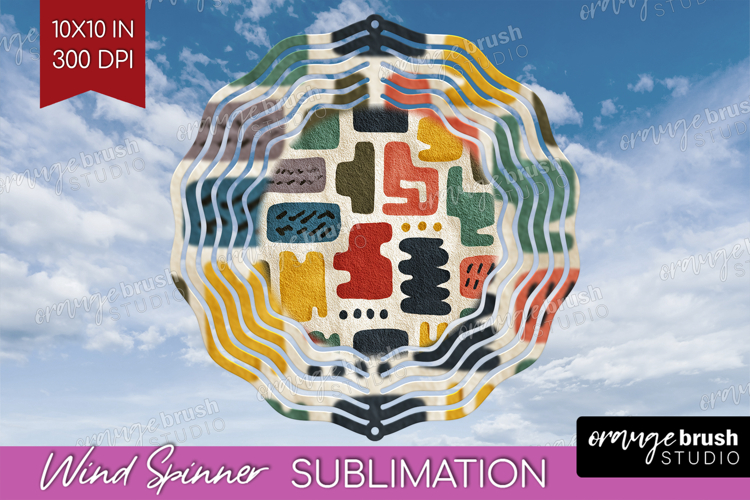 Modern Boho Wind Spinner Sublimation PNG - Doodle Texture