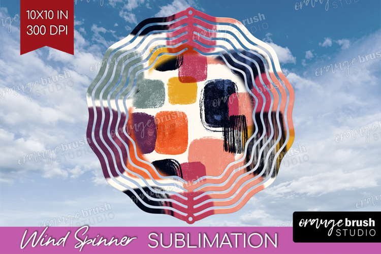 Modern Boho Wind Spinner Sublimation PNG - Doodle Texture