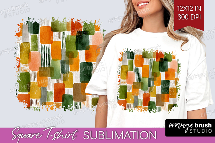 Modern Boho Square Tshirt Background - Doodle Texture PNG