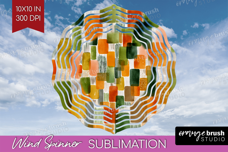 Modern Boho Wind Spinner Sublimation PNG - Doodle Texture