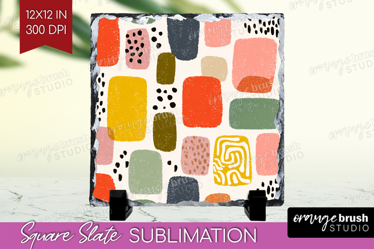 Modern Boho Slate PNG - Doodle Texture Square Slate