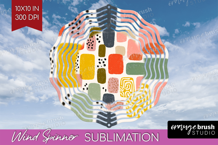 Modern Boho Wind Spinner Sublimation PNG - Doodle Texture