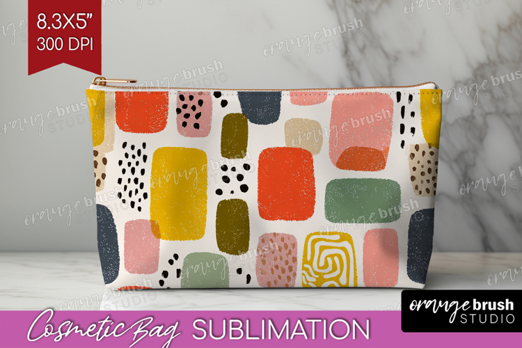 Modern Boho Cosmetic Bag - Doodle Texture Makeup Bag PNG