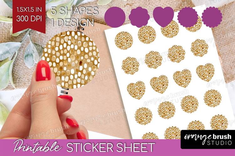 Modern Boho Round Sticker - Doodle Texture Printable Sticker