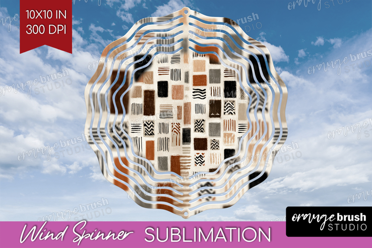 Modern Boho Wind Spinner Sublimation PNG - Doodle Texture