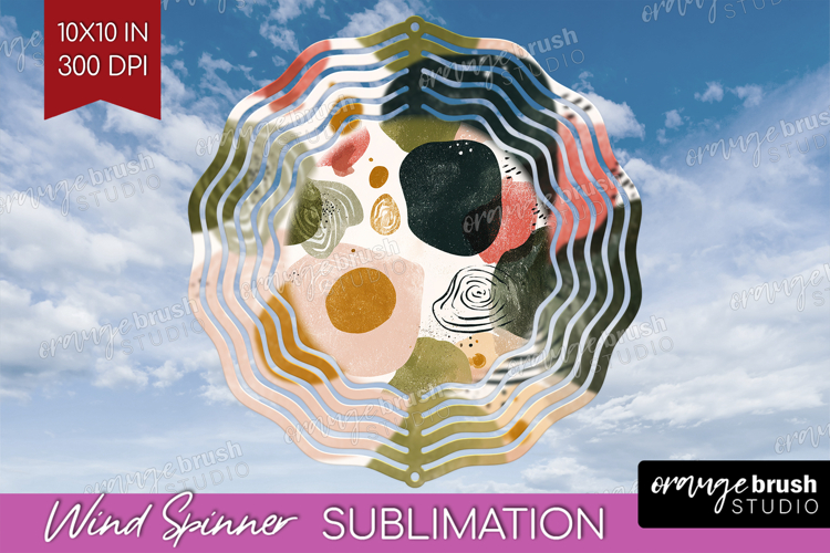 Modern Boho Wind Spinner Sublimation PNG - Doodle Texture