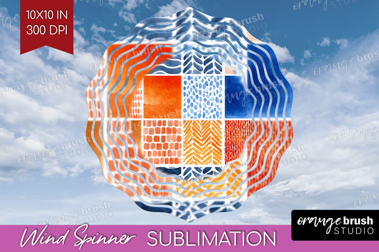 Modern Boho Wind Spinner Sublimation PNG - Doodle Texture