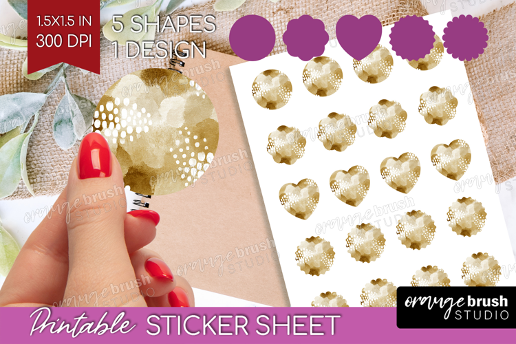 Modern Boho Round Sticker - Doodle Texture Printable Sticker