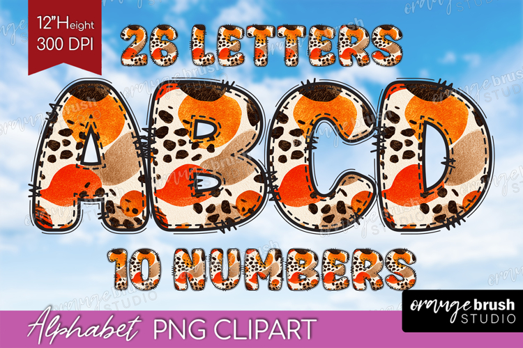 Boho Doodle Alphabet Clipart - Modern Texture Letters PNG