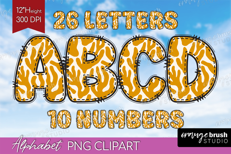 Boho Doodle Alphabet Clipart - Modern Texture Letters PNG