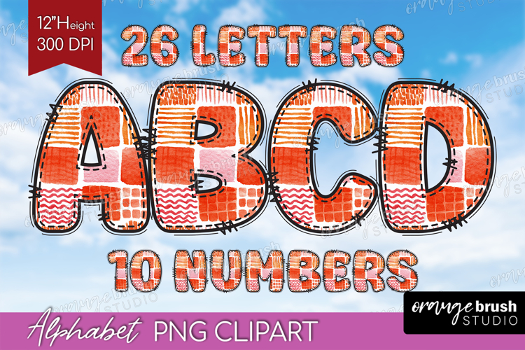 Boho Doodle Alphabet Clipart - Modern Texture Letters PNG
