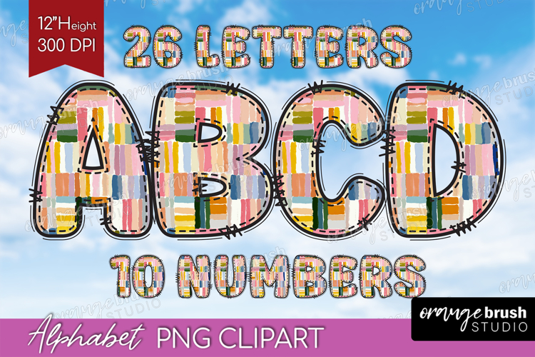 Boho Doodle Alphabet Clipart - Modern Texture Letters PNG