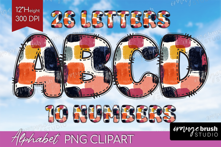 Boho Doodle Alphabet Clipart - Modern Texture Letters PNG