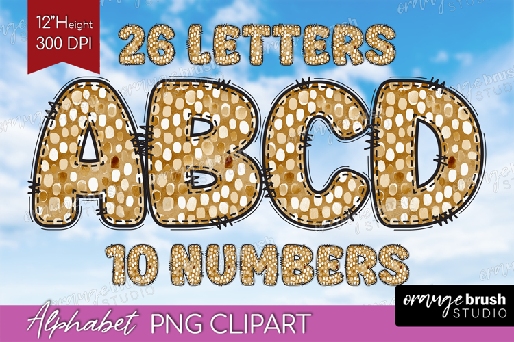 Boho Doodle Alphabet Clipart - Modern Texture Letters PNG