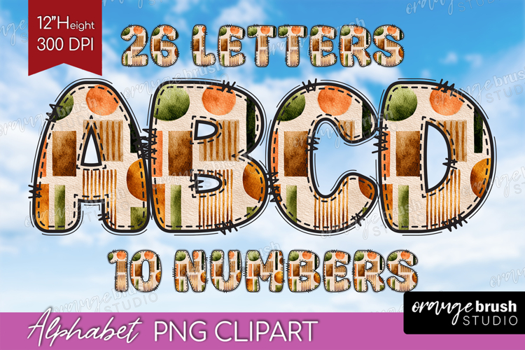 Boho Doodle Alphabet Clipart - Modern Texture Letters PNG