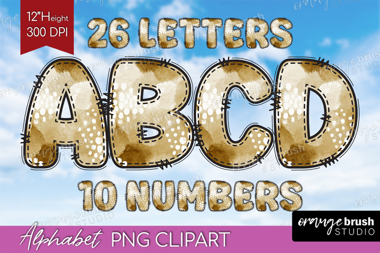 Boho Doodle Alphabet Clipart - Modern Texture Letters PNG