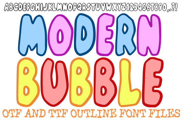 Modern Bubble Font Hand Drawn Cartoon Lettering ABC OTF Type