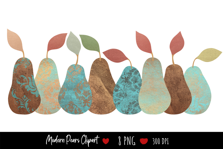 Modern Colorful Pears Clipart