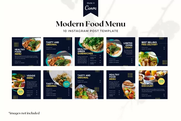 Modern Food menu Instagram Canva Templates