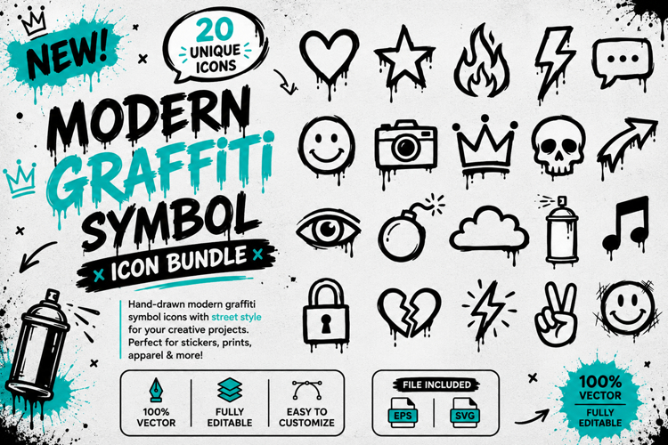 Modern Graffiti Symbol Icons Vector Bundle