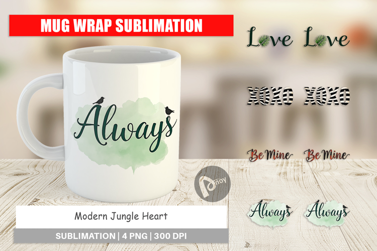 Modern Jungle Heart Mug Wrap