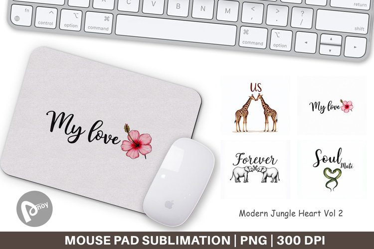 Modern Jungle Heart Mouse Pad