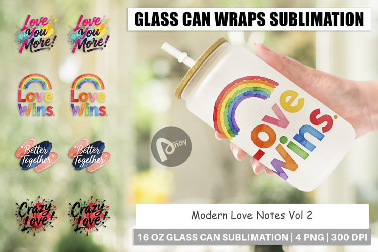 Modern Love Notes Glass Can