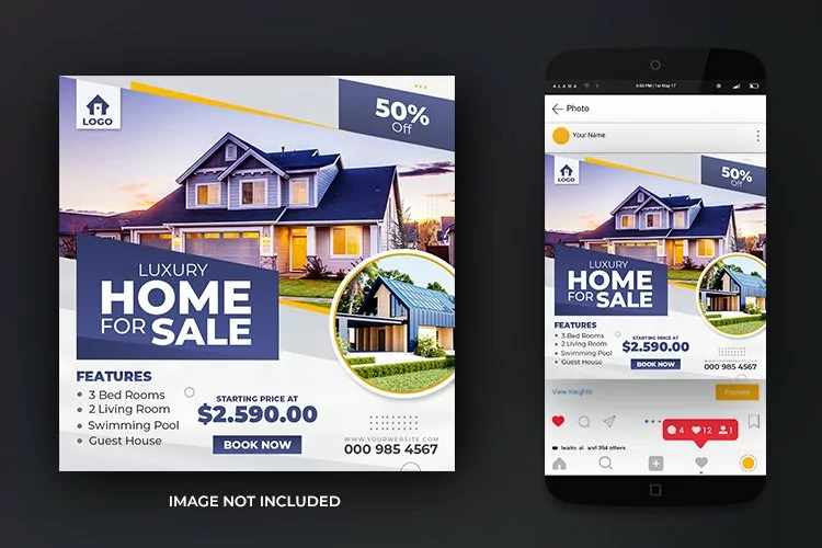 Modern Real Estate Home or House Property Post Template