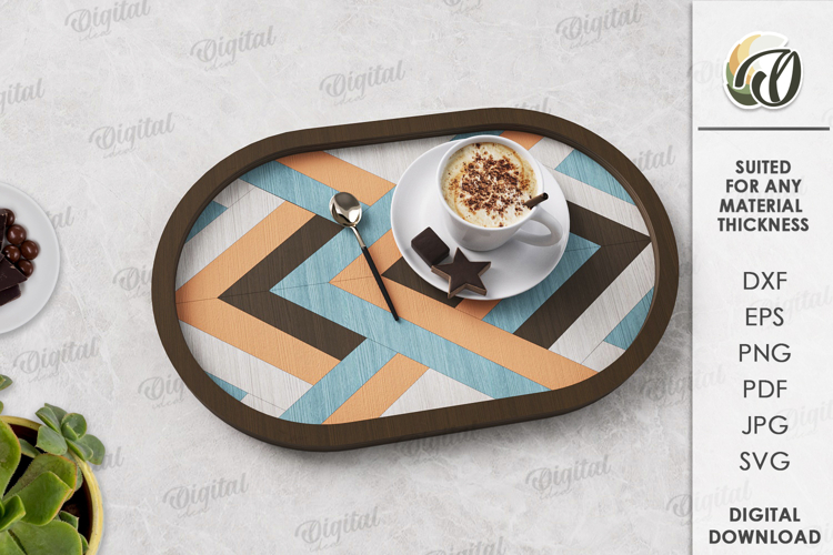 Modern Serving Tray Laser Cut . Wooden Tray SVG