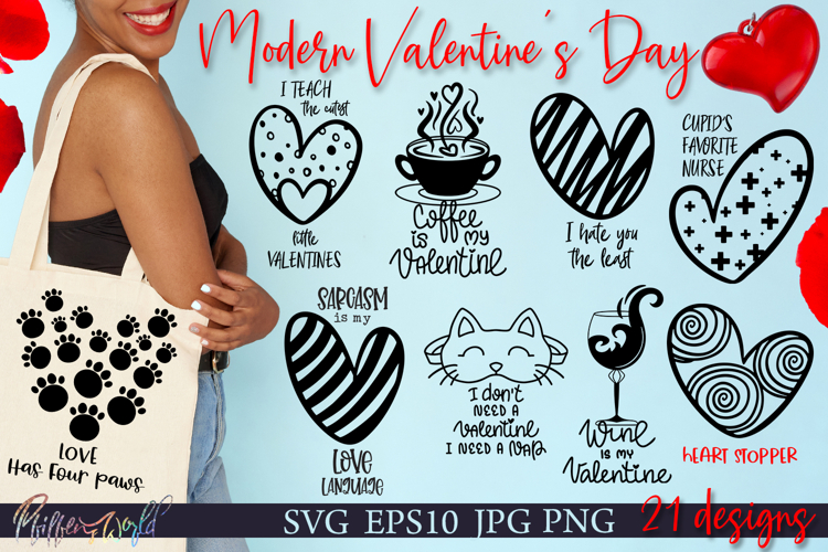 Modern Valentines Day SVG Bundle | Funny Love Quotes