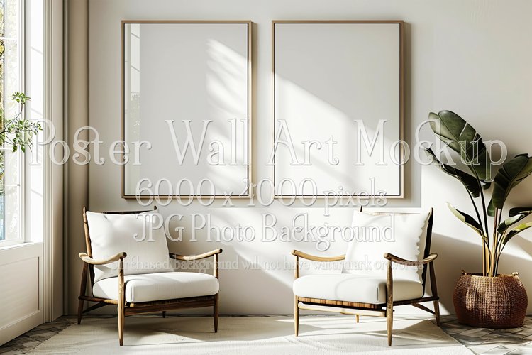 Poster Mockup, Modern 2 Frame Wall Art Mockup Photograph 10