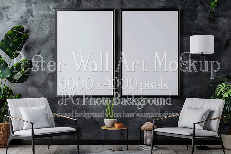 Poster Mockup, Modern 2 Frame Wall Art Mockup Photograph 16