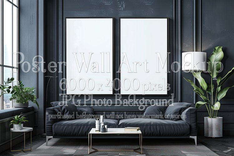 Poster Mockup, Modern 2 Frame Wall Art Mockup Photograph 17