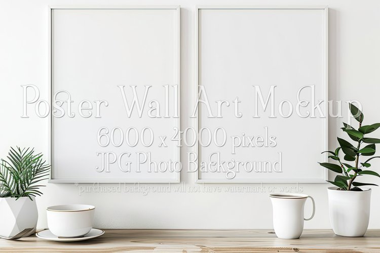 Poster Mockup, Modern 2 Frame Wall Art Mockup Photograph 20 example image 1