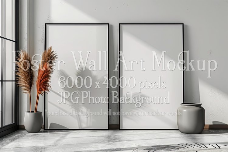 Poster Mockup, Modern 2 Frame Wall Art Mockup Photograph 25