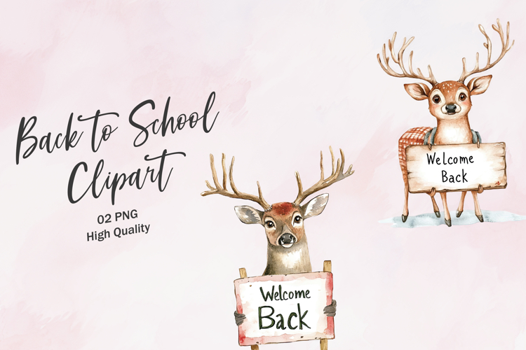 Cute Deer Student Animal School Clipart