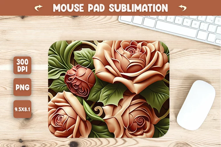 Seamless flowers mouse pad sublimation