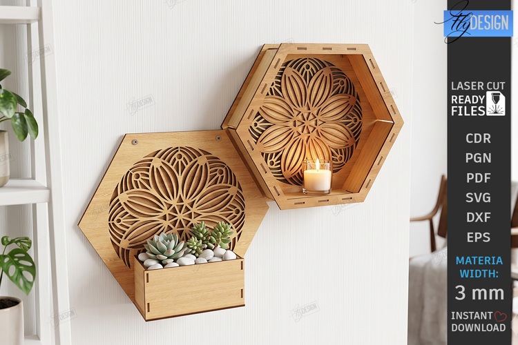 Honeycomb Plant Holder Laser Cut | Modular Wall Planter |CNC