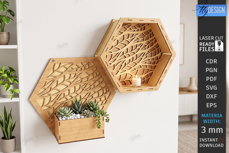 Honeycomb Plant Holder Laser Cut | Modular Wall Planter |CNC