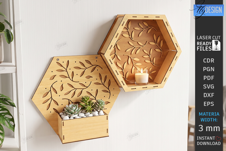 Honeycomb Plant Holder Laser Cut | Modular Wall Planter |CNC