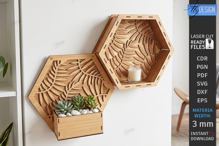 Honeycomb Plant Holder Laser Cut | Modular Wall Planter |CNC