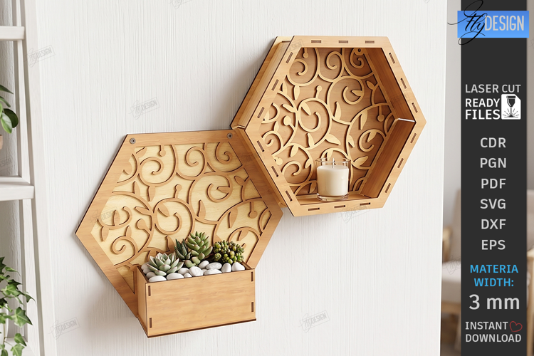 Honeycomb Plant Holder Laser Cut | Modular Wall Planter |CNC