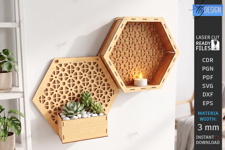 Honeycomb Plant Holder Laser Cut | Modular Wall Planter |CNC