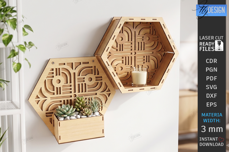 Honeycomb Plant Holder Laser Cut | Modular Wall Planter |CNC
