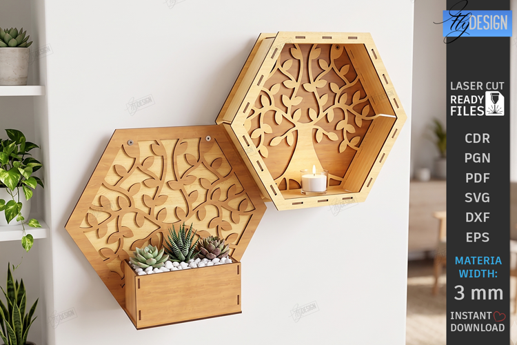 Honeycomb Plant Holder Laser Cut | Modular Wall Planter |CNC