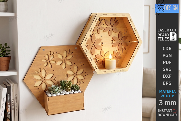 Honeycomb Plant Holder Laser Cut | Modular Wall Planter |CNC