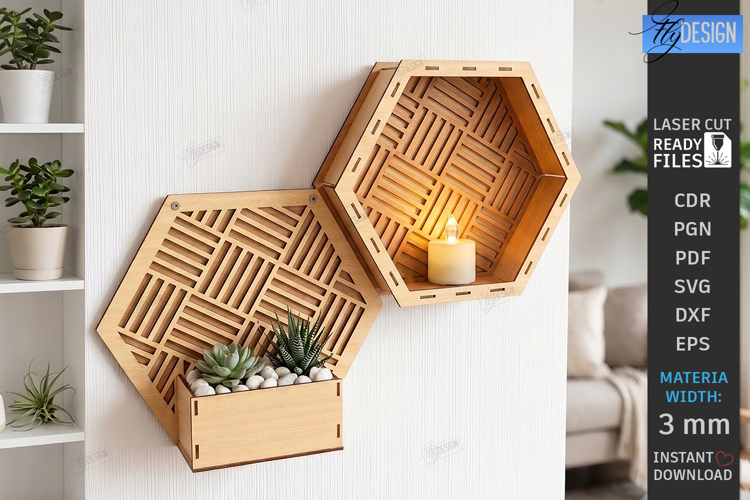 Honeycomb Plant Holder Laser Cut | Modular Wall Planter |CNC