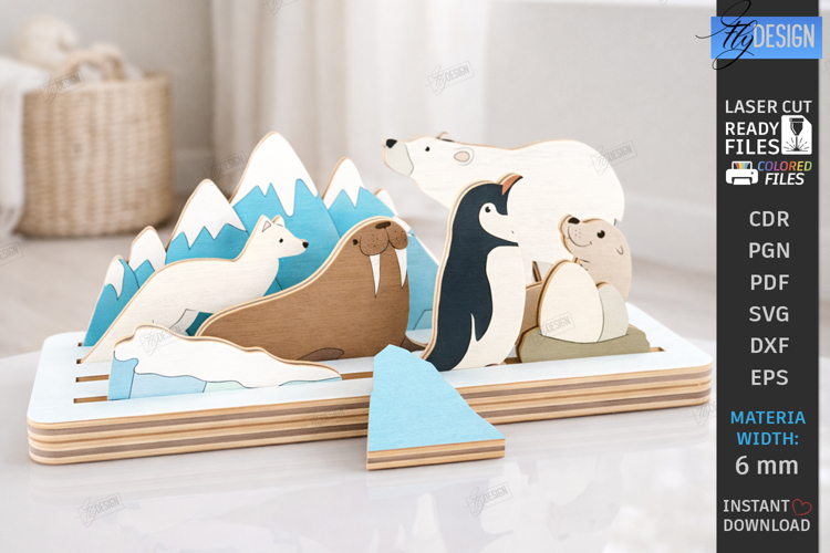 Modular Wooden Animal Scene SVG Montessori Laser Cut Toy SVG