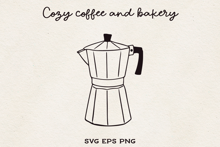 Moka Pot SVG PNG EPS, Espresso Maker Line Art Hand Drawn.