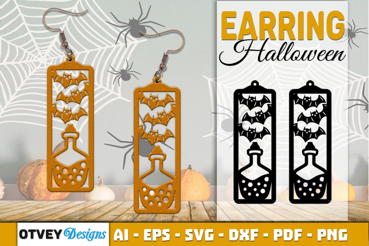 Halloween Earrings Lasercut | Halloween Jewelry Template